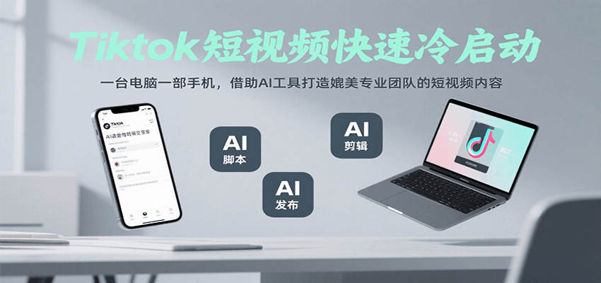 Tiktok短视频快速冷启动，一台电脑一部手机，借助AI工具打造媲美专业团队的短视频内容-佐思网 - 免费PHP网站源码模板插件软件网课资源分享平台！