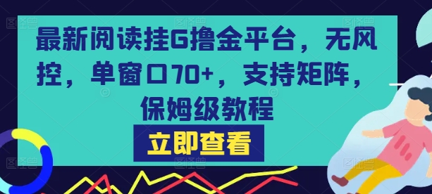 最新阅读挂G撸金平台，无风控，单窗口70+，支持矩阵，保姆级教程【揭秘】-佐思网 - 免费PHP网站源码模板插件软件网课资源分享平台！