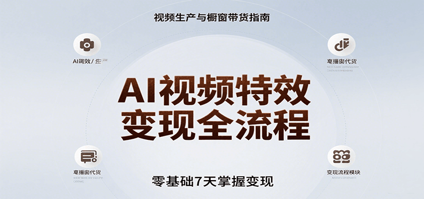 AI视频特效变现全流程，零基础7天掌握视频生产到橱窗带货变现-佐思网 - 免费PHP网站源码模板插件软件网课资源分享平台！