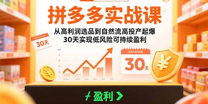 拼多多实战课：从高利润选品到自然流高投产起爆 30天实现低风险可持续盈利-佐思网 - 免费PHP网站源码模板插件软件网课资源分享平台！