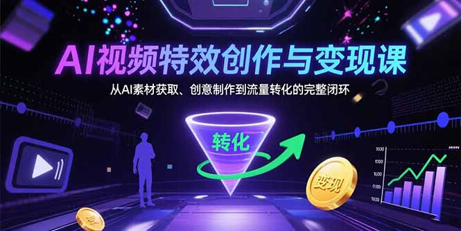 AI视频特效创作与变现课：从AI素材获取、创意制作到流量转化的完整闭环-佐思网 - 免费PHP网站源码模板插件软件网课资源分享平台！