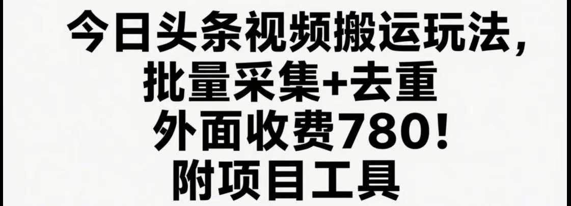 今日头条视频搬运玩法，软件一键去重，轻松日入500+附项目工具-佐思网 - 免费PHP网站源码模板插件软件网课资源分享平台！