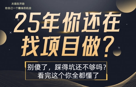 25年，你还在疯狂的找项目吗？别傻了，看完这个你都懂了【揭秘】-佐思网 - 免费PHP网站源码模板插件软件网课资源分享平台！