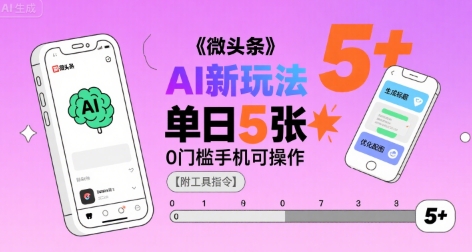 微头条AI新玩法，小白单日5张+，0门槛手机可操作【附工具指令】-佐思网 - 免费PHP网站源码模板插件软件网课资源分享平台！