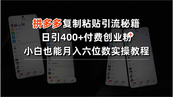 拼多多复制粘贴引流秘籍，日引400+付费创业粉，小白也能月入六位数实操…-佐思网 - 免费PHP网站源码模板插件软件网课资源分享平台！
