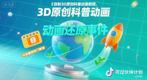 自制3D原创科普动画教程，动画还原事件，抖音最新热门赛道，可过伙伴计划-佐思网 - 免费PHP网站源码模板插件软件网课资源分享平台！