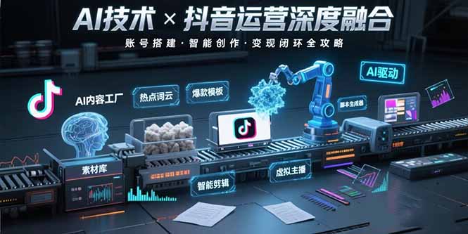 AI技术与抖音运营的深度融合应用：涵盖账号搭建、内容创作、收益变现等-余宽网创