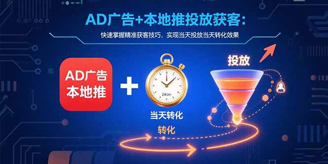 AD广告+本地推投放获客：快速掌握精准获客技巧，实现当天投放当天转化效果-佐思网 - 免费PHP网站源码模板插件软件网课资源分享平台！