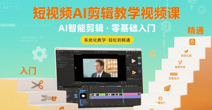 短视频AI剪辑教学视频课，入门到精通-佐思网 - 免费PHP网站源码模板插件软件网课资源分享平台！