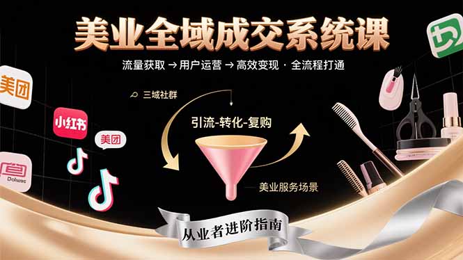 美业全域成交系统课程：帮助美业从业者打通从流量获取到高效变现全流程-佐思网 - 免费PHP网站源码模板插件软件网课资源分享平台！