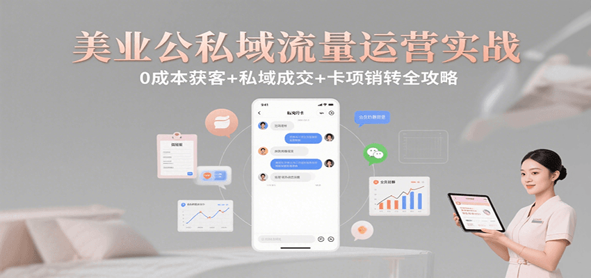 美业公私域流量运营实战：0成本获客+私域成交+卡项销转全攻略-佐思网 - 免费PHP网站源码模板插件软件网课资源分享平台！
