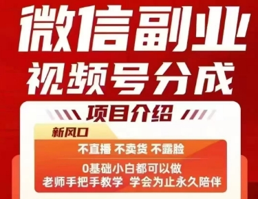 微信副业视频号分成，不直播 不卖货 不露脸，三五分钟即可完成一条作，每日收益几十、几张不等-佐思网 - 免费PHP网站源码模板插件软件网课资源分享平台！