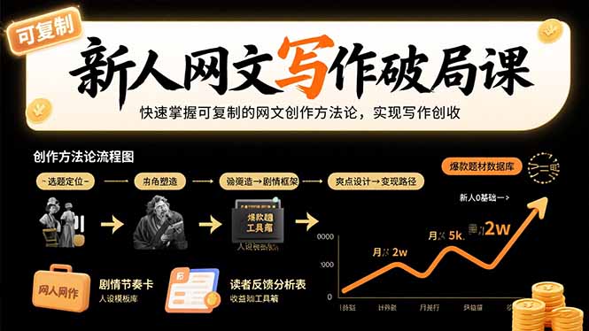 新人网文写作破局课：快速掌握可复制的网文创作方法论，实现写作创收-佐思网 - 免费PHP网站源码模板插件软件网课资源分享平台！