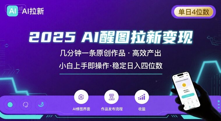 2025最强AI醒图拉新，几分钟一条原创作品，单日收入4位数，小白也能上手操作-佐思网 - 免费PHP网站源码模板插件软件网课资源分享平台！