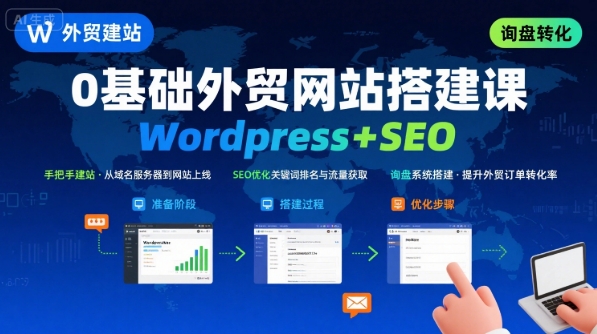 WordPress外贸建站+SEO优化课程，手把手教你从0到1搭建可获得询盘的外贸网站-佐思网 - 免费PHP网站源码模板插件软件网课资源分享平台！