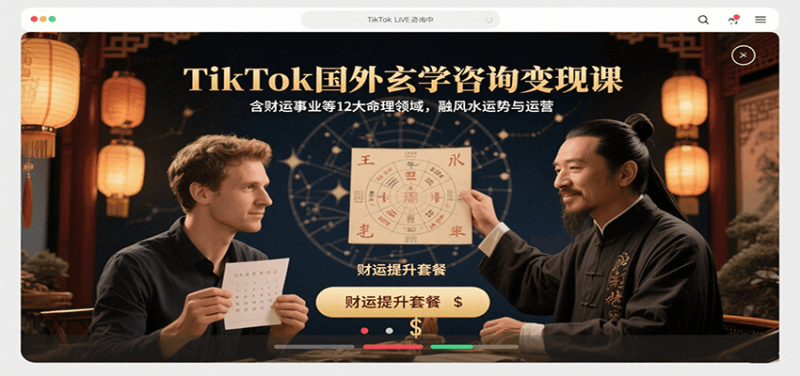 TikTok国外玄学咨询变现课,含财运事业等12大命理领域,融风水运势与运营-余宽网创