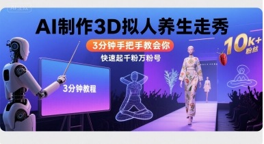 Ai制作3D拟人养生走秀，3分钟手把手教会你，快速起千粉万粉号-佐思源码网下载-网站源码与App源码分享