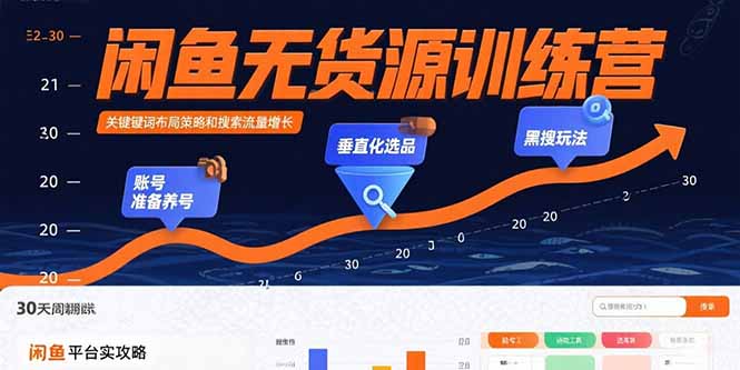 闲鱼无货源训练营：账号准备养号/垂直化选品/黑搜玩法，0基础30天盈利指南-佐思源码网下载-网站源码与App源码分享