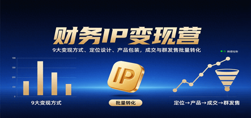 财务IP变现营:9大变现方式、定位设计、产品包装,成交与群发售批量转化-余宽网创