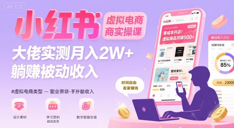 小红书虚拟电商，大佬实测月入2W+，实现被动收入-佐思源码网下载-网站源码与App源码分享