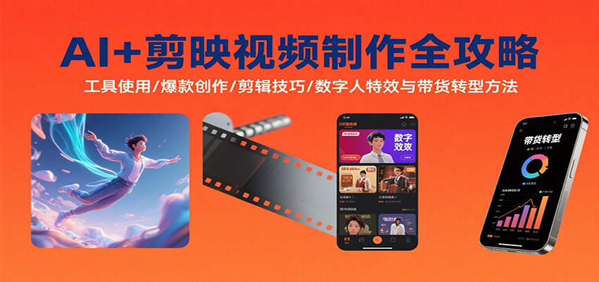AI+剪映视频制作全攻略：工具使用/爆款创作/剪辑技巧/数字人特效与带货转型方法-佐思源码网下载-网站源码与App源码分享
