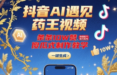抖音AI遇见药王视频，条条10W赞，快速起千粉万粉号，傻瓜式制作教学-佐思源码网下载-网站源码与App源码分享
