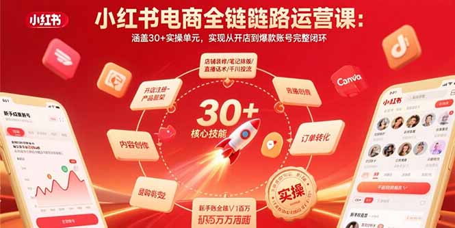 小红书电商全链路运营课：涵盖30+实操单元，实现从开店到爆款账号完整闭环-佐思源码网下载-网站源码与App源码分享