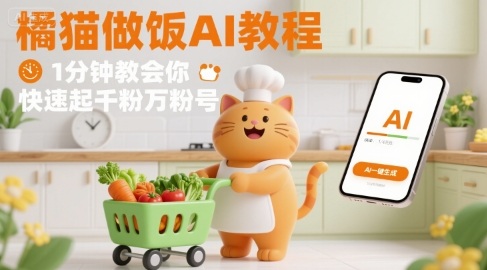 有趣的橘猫买菜做饭视频，用AI一键搞定，1分钟教会你，快速起千粉万粉号-佐思源码网下载-网站源码与App源码分享