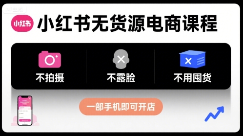 小红书无货源电商课程，不拍摄不露脸不用囤货，一部手机即可开店-佐思源码网下载-网站源码与App源码分享