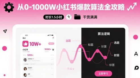 从0-1000W小红书爆款算法全攻略，时长1.5小时，干货满满-余宽网创