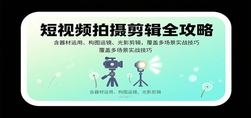 短视频拍摄剪辑全攻略：含器材运用、构图运镜、光影剪辑，覆盖多场景实战技巧-佐思源码网下载-网站源码与App源码分享