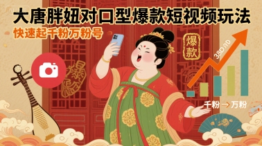 大唐胖妞对口型爆款短视频玩法，快速起千粉万粉号-清欢网创