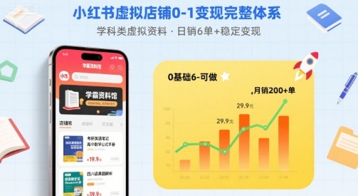 小红书虚拟店铺0-1变现完整体系：卖学科类虚拟资料，一天6张+，很稳定【已完结】-佐思源码网下载-网站源码与App源码分享