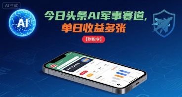今日头条AI军事赛道，单日收益多张 ，手机可做【附指令】-佐思源码网下载-网站源码与App源码分享