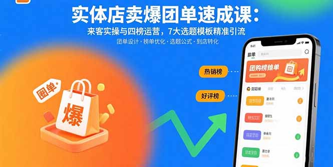 实体店卖爆团单速成课：来客实操与四榜运营，7大选题模板精准引流-佐思源码网下载-网站源码与App源码分享