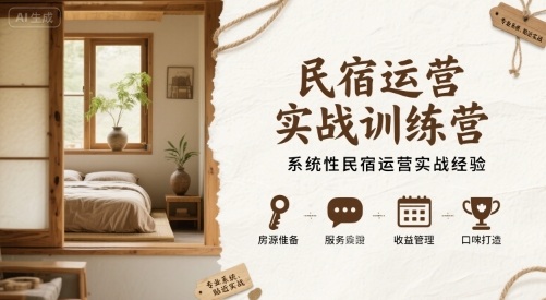 民宿运营实战训练营，系统性民宿运营实战经验-佐思源码网下载-网站源码与App源码分享