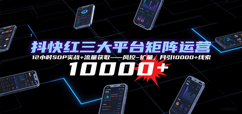 抖快红三大平台矩阵运营，12小时SOP实战+流量获取-风控-扩量，月引10000+线索-佐思源码网下载-网站源码与App源码分享