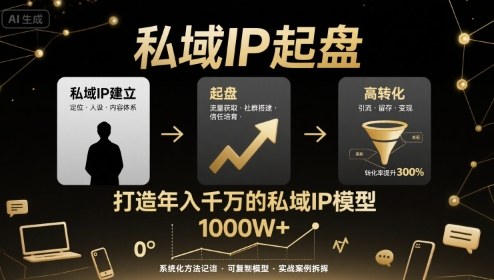 私域IP起盘，私域ip建立、起盘、高转化，打造年入千万的私域ip模型-余宽网创