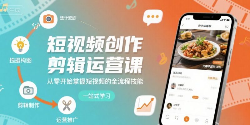 短视频创作剪辑运营课,从零开始掌握短视频的全流程技能-余宽网创