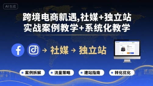 跨境电商新机遇，社媒+独立站，实战案例教学+系统化教学-余宽网创