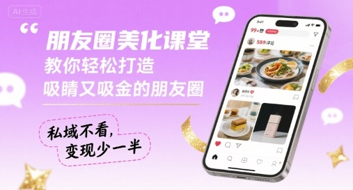朋友圈美化课堂，教你轻松打造，吸睛又吸金的朋友圈，私域不看，变现少一半-余宽网创
