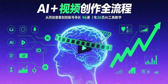 AI+短视频创作全流程：从创意策划到账号增长，96节课(含26项AI工具教学-余宽网创