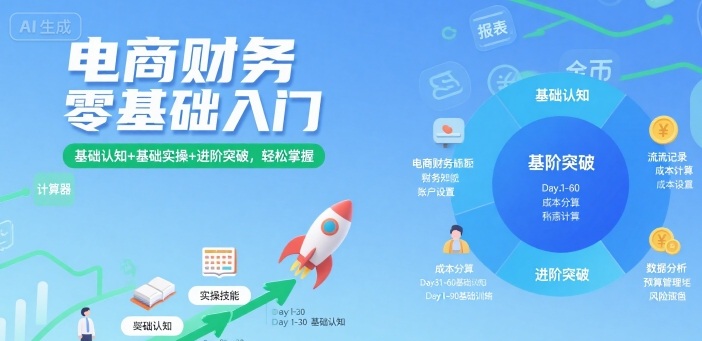 电商财务零基础入门，基础认知+基础实操+进阶突破，轻松掌握-余宽网创