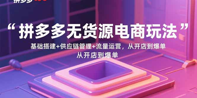 拼多多无货源电商玩法：基础搭建+供应链管理+流量运营，从开店到爆单-梦痕小札