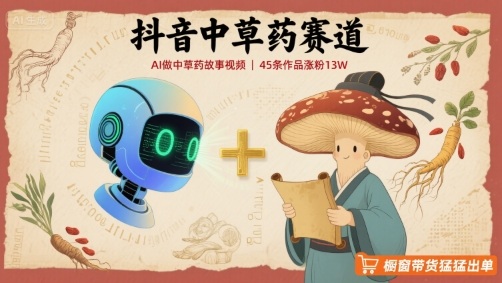 抖音中草药赛道，用AI做中草药故事视频，45条作品涨粉13W，橱窗带货猛猛出单-梦痕小札