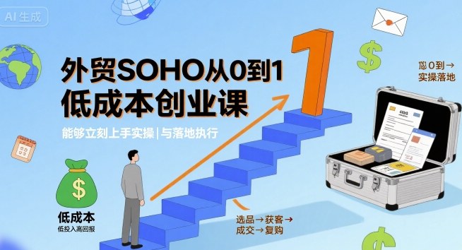 外贸SOHO从0到1低成本创业课，能够立刻上手实操与落地执行-余宽网创