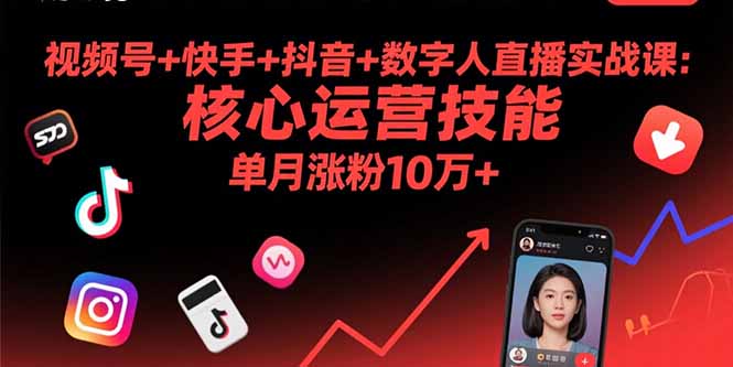 视频号+快手+抖音+数字人直播实战课(9月-梦痕小札