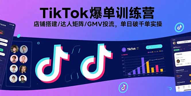 TikTok爆单训练营，店铺搭建/达人矩阵/GMV投流，单日破千单实操-梦痕小札