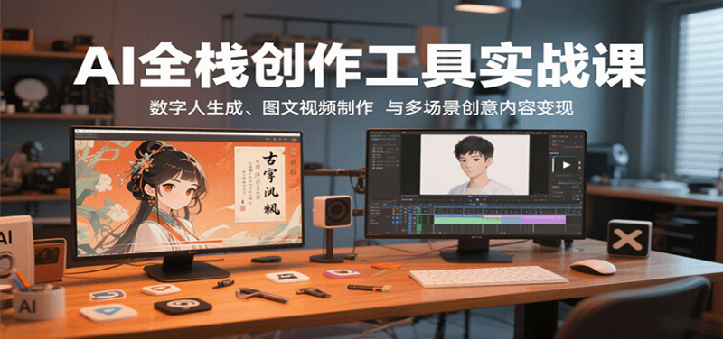 AI全栈创作工具实战课:数字人生成、图文视频制作与多场景创意内容变现-余宽网创