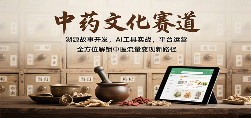 中药文化赛道:溯源故事开发,AI工具实战,平台运营,全方位解锁中医流量变现新路径-余宽网创